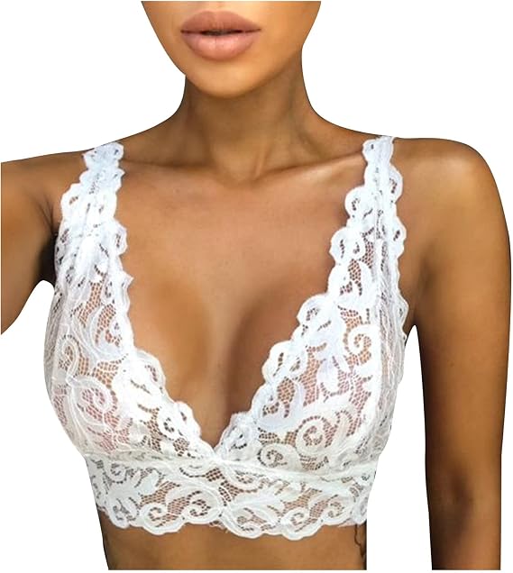 Lace Bra Women's Halter Bralette Sexy Sports Bra Without Underwire Lingerie Women Bustier Lace Bra Seamless Maternity Bra V-Neck Spaghetti Straps Push Up Bra Camisole Crop Top Yoga Vest Comfort Vest,