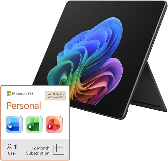 Microsoft Surface Pro (2026) 13-inch 2-in-1 Laptop, Snapdragon X2 Elite, 16GB RAM, 1TB SSD, Windows 11 365 Personal 12-Month Subscription Bundle