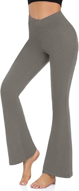 Hi Clasmix Flare Leggings for Women - High Waist Crossover Yoga Pants Tummy Control Bootcut Bell Bottom Jazz Lounge Leggings