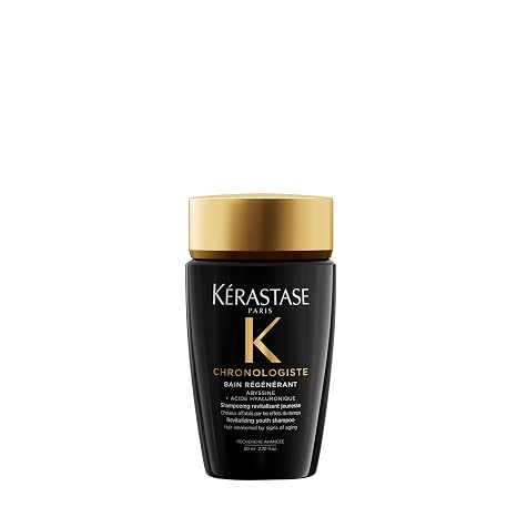 KERASTASE Chronologiste Bain Regenerant Shampoo - Revitalizing Shampoo For Weakened Hair, Anti-Aging, Hydrating & Smoothing, Infused with Hyaluronic Acid & Abyssine, Packaging May Vary