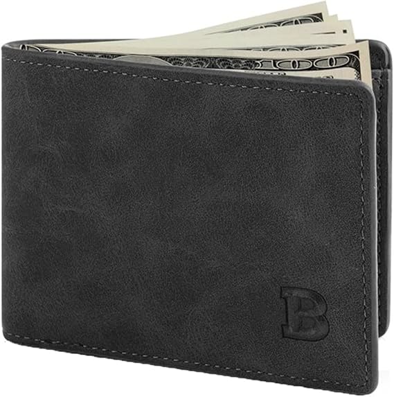 Leather Wallet for Men, Slim Minimalist Front Pocket Bifold Rfid Blocking Men's Wallets,Small Wallet for Men