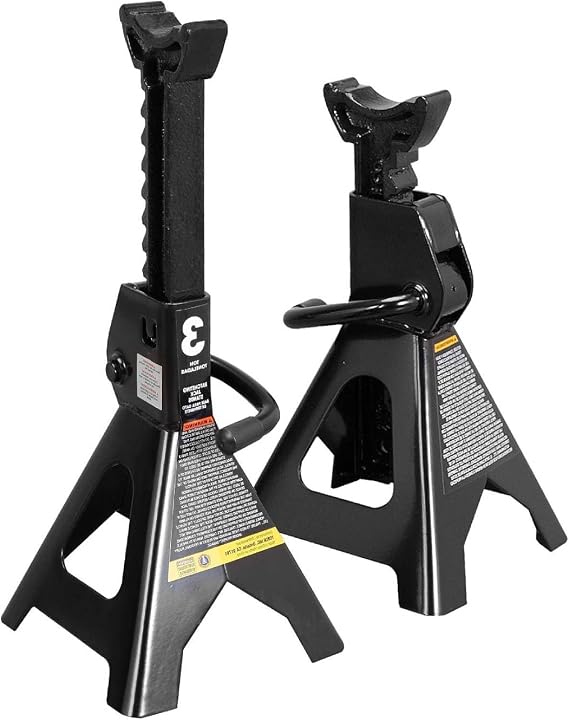 Big RED AT43202BR-1 Torin Steel Jack Stands: 3 Ton (6,000 lb.) Capacity, Black, 1 Pair