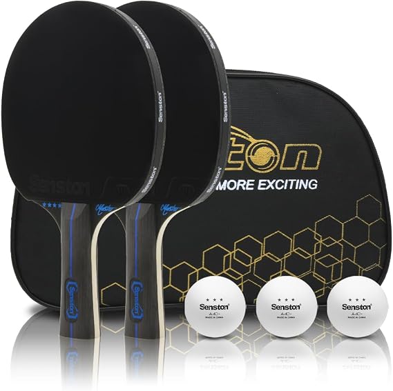 Senston Ping Pong Paddles with Carry Case, Pro Table Tennis Paddle Set of 2 with 3 Ping Pong Balls Indoor/Outdoor Play