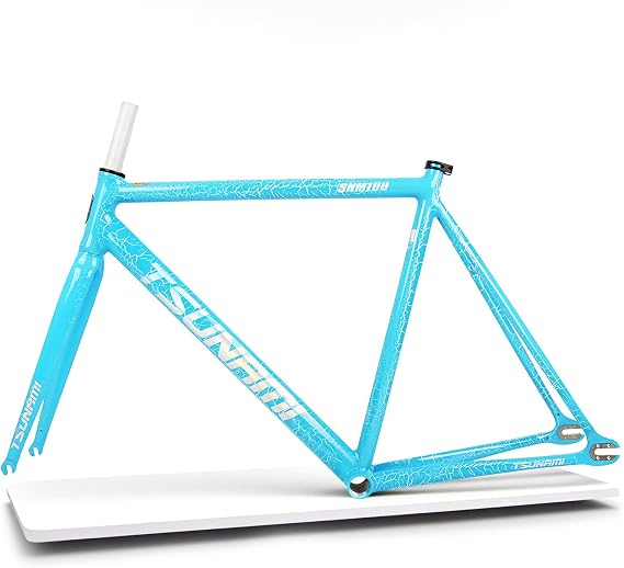 49/52/55/58CM Fixed Gear Bike Frameset with Fork 700C Single Speed Aluminum Alloy Bike Frame Quick Release 100/120mm C Brake Racing Track Bike Frame BSA BB68mm Internal Routing