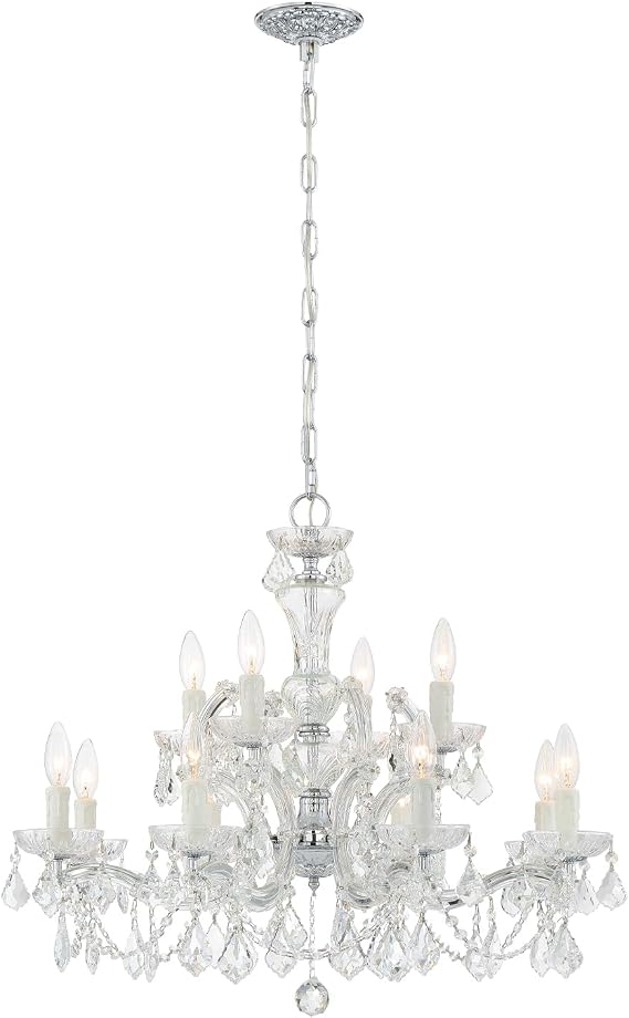 Maria Theresa 12 Light Hand Cut Crystal Polished Chrome Chandelier