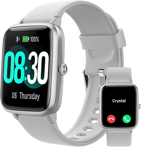 GRV Smart Watch for Men Women, Bluetooth Call, for iPhone Android Gray