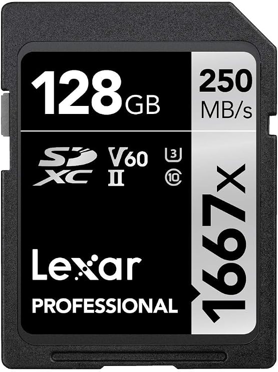 Lexar Professional 1667x SD Kart 128 GB, SDXC UHS-II Bellek Kartı, 250 MB/s'ye kadar Okuma, 120 MB/s'ye kadar Yazma, Sınıf 10, U3, V60, SD için Profesyonel Fotoğrafçı, Videografer (LSD128CB1667)