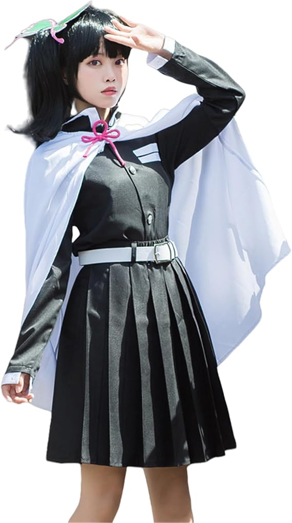 Buyoem Anime Cosplay Costume Kimono for Adult Cloak Kanao Costume Halloween Kimono Outfit Cosplay Set with Wig