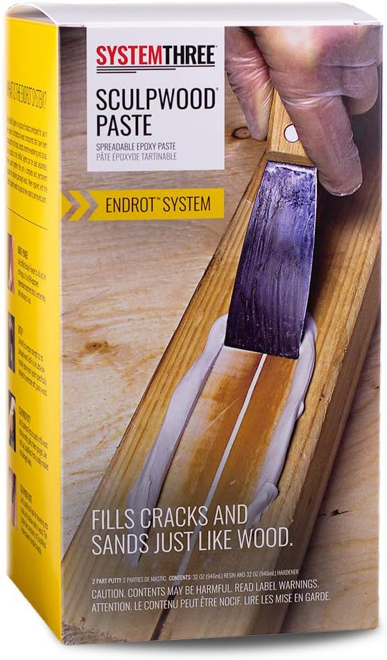 System Three SculpWood Paste Epoxy Wood Filler, 0.5 Gallon Kit