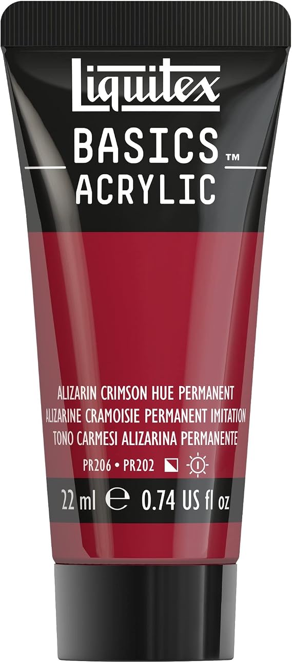 Liquitex 8870440 Basics Acrylfarbe - Alizarinkarmesin P. Farbton - 22 ml Tube lichtecht mittlere Viskosität seidenglänzend monopigmentiert Archivqualität