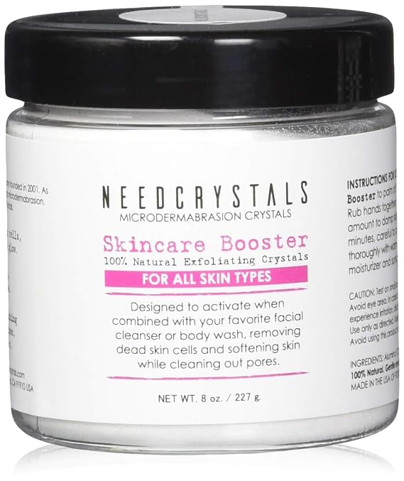 NeedCrystals Microdermabrasion Crystals 8 oz | DIY Face Scrub | Natural Facial Exfoliator for Dull or Dry Skin Improves Acne Scars, Blackheads, Pore Size, Wrinkles, Blemishes & Skin Texture