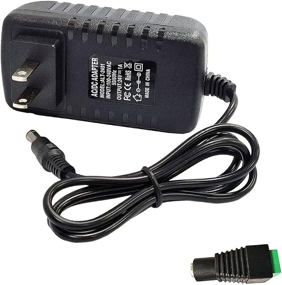 24V 1A AC Adapter Power Supply 100-240V AC to DC 24Volts 1A 24W Converter Transformer Switching Power Supply with 5.5mmx2.5mm Plug for LED Strip Light CCTV Camera DC Pump, Black | 24W Converter Transformer Switching Power Supply with 5.5mmx2.5mm Plug for LED Strip Light CCTV Camera DC Pump,Black