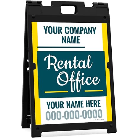 Custom Rental Office Sandwich Board/A Frame Sign Kit, Personalized Text Sign with Two Panel Indoor/Outdoor Sign,