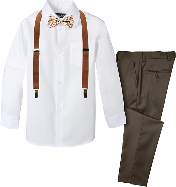 Spring Notion Boys' 4-Piece Suspender Outfit, Customizable Option Available