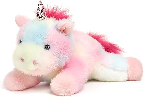 Adorable Cuddly Rainbow Unicorn Toy Weighted Stuffed Animal for Anxiety and Stress Relief, Small Pillow Comfort Plush Toys Cute Plushies Unicorn Soft Toys Birthday Gifts for Kids Toddlers