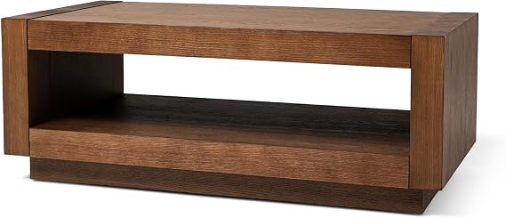 Maven Lane Artemis Coffee Table with Storage, Brown Solid Wood, 18"