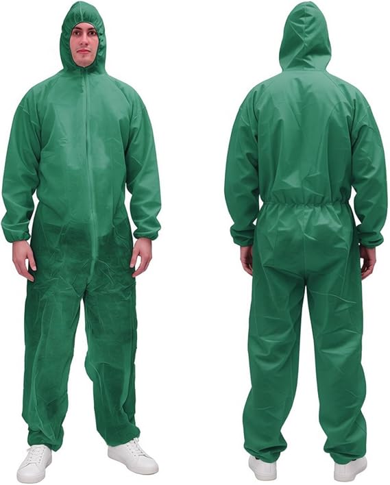 PPE Hazmat Suits - 3 Sizes 10 Colors Options Paint Suit, Protective Coverall with Elastic Wrists and Hood