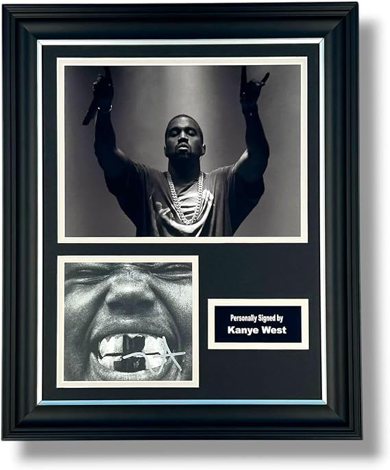 Kanye Signed Photo In Luxury Handmade Wooden Frame &amp; Certificate Of Authenticity Music Memorabilia Autograph Auto Poster