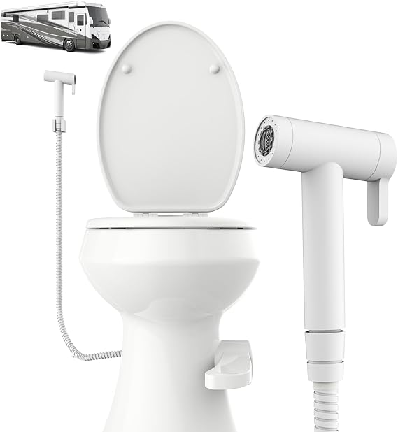 RV Bidet Sprayer All Metal, RV Handheld Bidet with Water Hose & RV Fitting, Wall-Mount Toilet Sprayer for Motorhomes, Fifth Wheels, Trailers & Campers Toilet (WallMount)