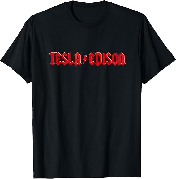 Threadless Nicebleed Tesla Vs. Edison Graphic T-Shirt, Men, Black, 3X-Large