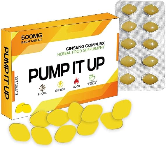 Pump IT UP Gold 500mg | Stronger | Longer | Harder | Performance | Extra Strength Enhancing Pills, Stamina Endurance Booster Supplement Pills for Men | 10 Ginseng LIBIDO Booster Tablets
