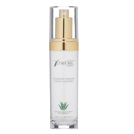 Xtreme Lashes Eye Makeup Remover & Facial Cleanser, Liquid Pump Gentle Face Wash, Lash Extension Safe, with Aloe Vera, Coconut and Botanicals, For All Skin Types