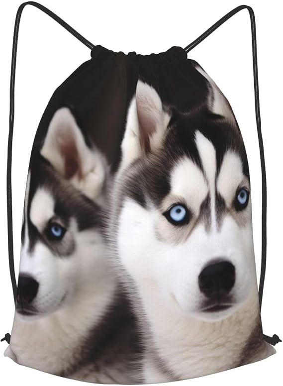 Husky Dog Drawstring Backpack Lightweight Sports Gym Sack Drawstring Bags Cinch Bag Sackpack For Work Gym Swim Travel Medium