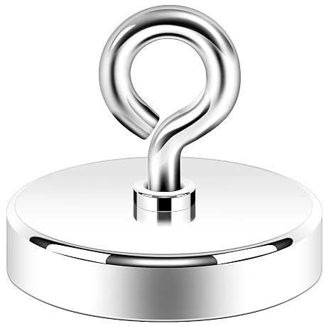 Neosmuk Silver Fishing Magnet,2.0 inches 350lb Strong Eyebolt Magnets | Heavy Duty Super Neodymium High Power Magnet with Handle for Lifting and Pick up