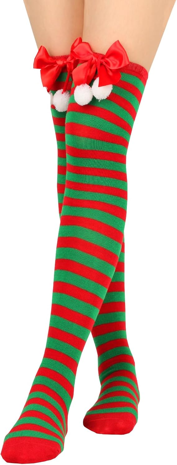 Evankin Halloween Knee High Socks Striped Witch Long Socks for Women Girls Cosplay Party Dress up Funny Novelty Gifts