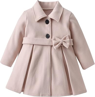 Betadog Girls Winter Wool Peacoat Little Girls Fur Collar Dress Coat Quilted Jacket Girls Fall Coat