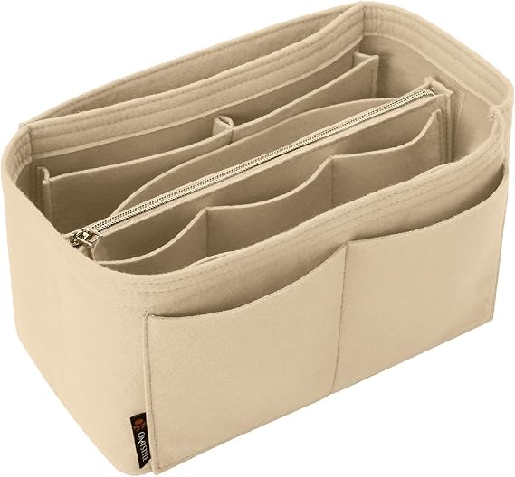 OMYSTYLE Çanta Düzenleyici Ekleme, Keçe Tote Çanta Düzenleyici Ekleme, 5 Boyutlu, İç Çanta için El Çantası Bölücüler, Longchamp, Neverful, Speedy ve Daha Fazlası ile Uyumlu, Bej, X-Large