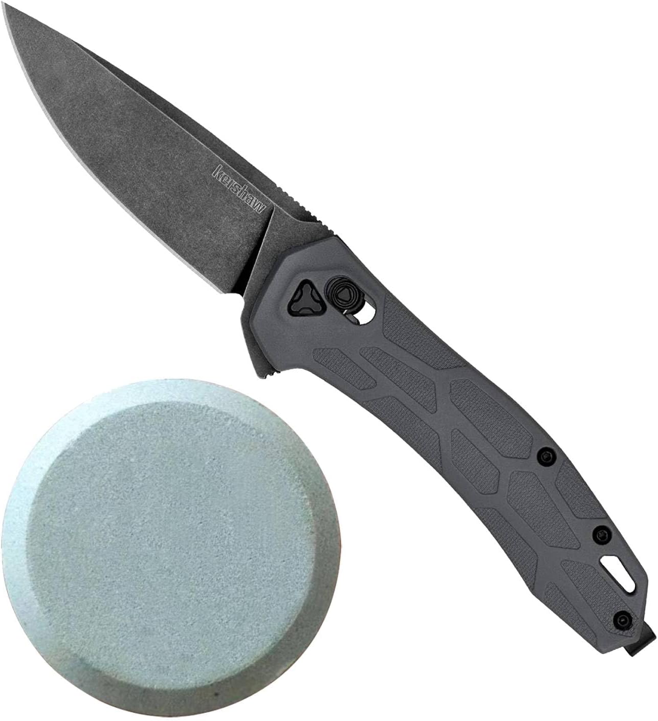 Kershaw Covalent Pocket Knife, DuraLock Lock, KVT Opening Mechanism with Drop Point Blade, Mid Size Everyday Carry with D2 Steel, Pocketclip  Sharpening Stone