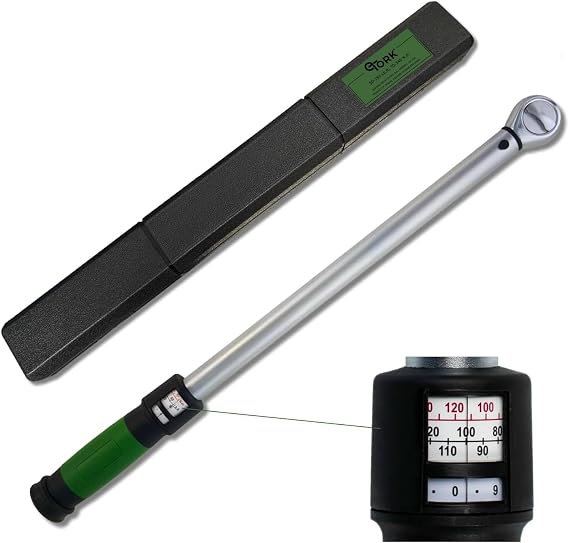 eTORK 1/2 Inch Drive Foot Pound Torque Wrench (50-250 ft-lb / 70-340 Nm)