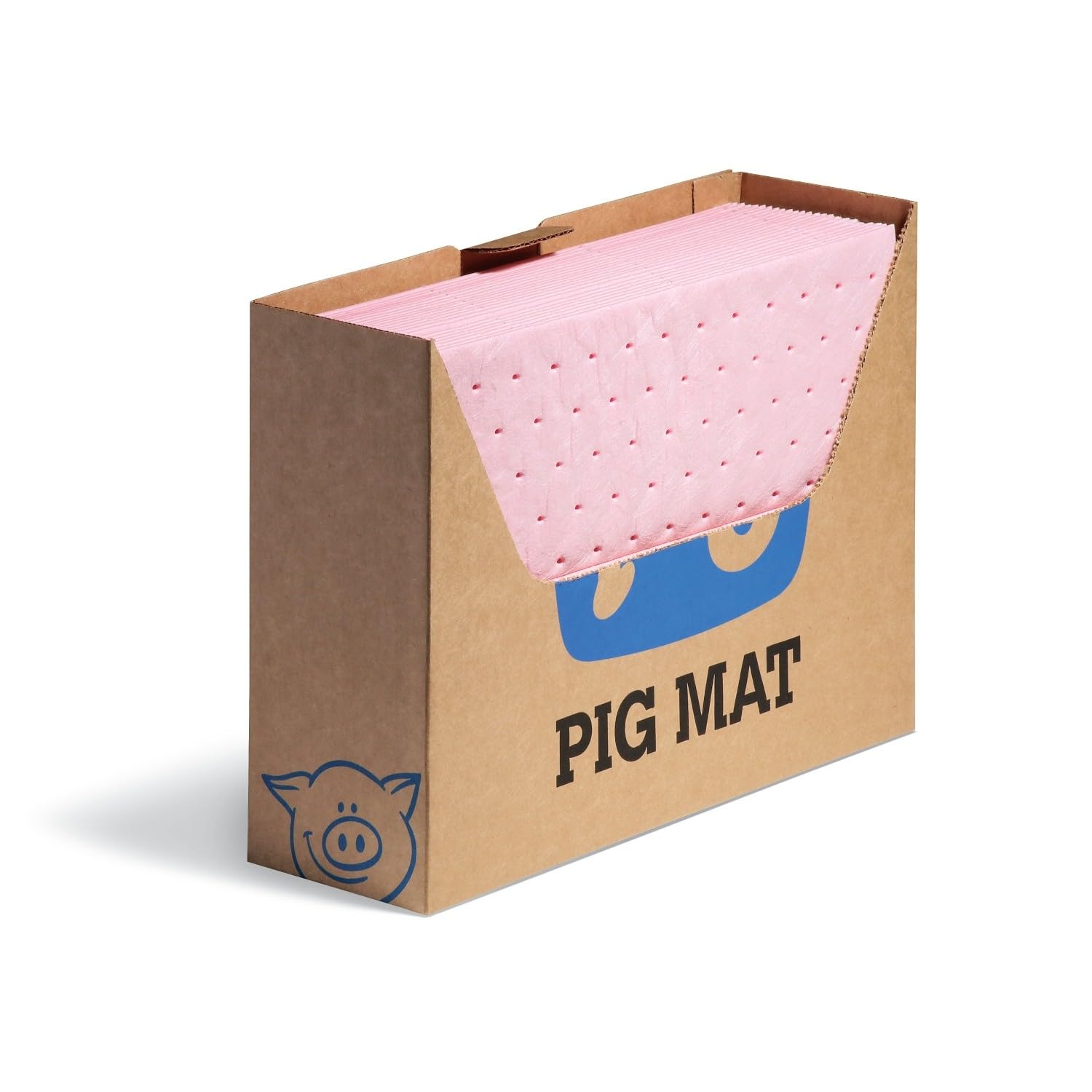 PIG Hazmat Chemical Absorbent Mat Pad in Box Dispenser| 10 W x 13 L | Absorbs 2.5 gallons | Box of 25 Pads | Heavyweight | PMB30618