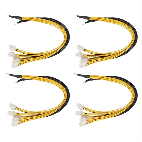 ZUC 6Pin Connector Server Power Supply Cable Pcie Express for Antminer S9 S9I Z9 for P3 P5 Support Miner PSU Cable(4 pcs)