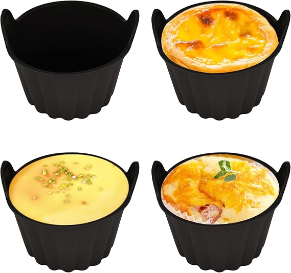Silicone Mould Hot Air Fryer, 4 Packs Egg Mould Cake Mould for Hot Air Fryer Ramekins for Air Fryer, Muffin Mould Silicone Airfryer Silicone Ramekins for Air Fryer