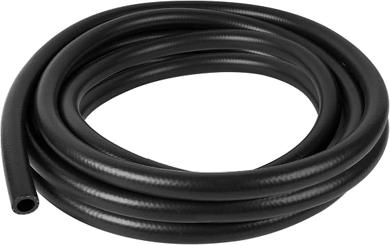 20 Feet Fuel Line Hose, 1/4 Inch Inside Diameter Black NBR Rubber Push Lock Line Hose Braided Rubber for Automotive Fuel Systems Engines