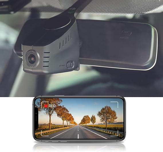 Fitcamx 4K Dash Cam General Suitable for Volkswagen Vehicles (HD2-6013), OEM Factory Style, Decent 2160P Video, Built-in WiFi & APP, Loop Recording, Parking Mode, Easy to Use, 64GB Card