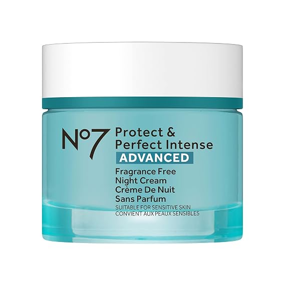 No7 Protect & Perfect Advanced Night Cream, Fragrance-Free, 1.69 Fl Oz | Fine Line Reducing Moisturizer, Vitamin E & Shea Butter, Collagen Peptide Technology