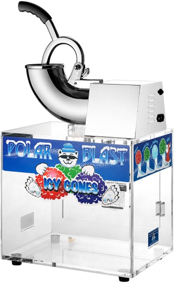 Great Northern Polar Blast Acrylic Snow Cone Machine Snowcone Slush Maker | Acrylic Crushed Ice Maker Grinds Up to 500lbs of Ice Per Hour for Home, Parties, Events, and More
