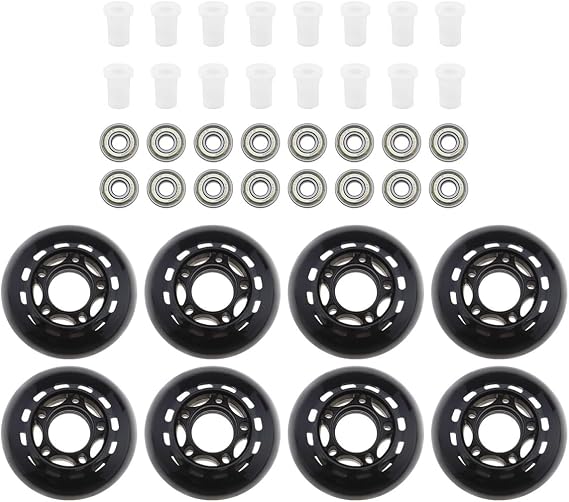 8PCS 64mm 82A Inline Skate Wheels with ABEC-7 Bearings for Indoor Outdoor Roller Skating Luggage Training