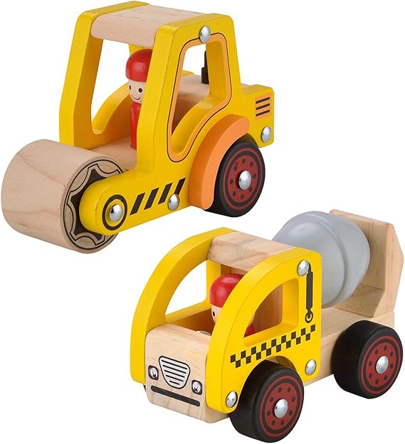 Wooden Push Car Toys for Toddlers 1-3, 2Pcs Baby Vehicle Hand Push Car