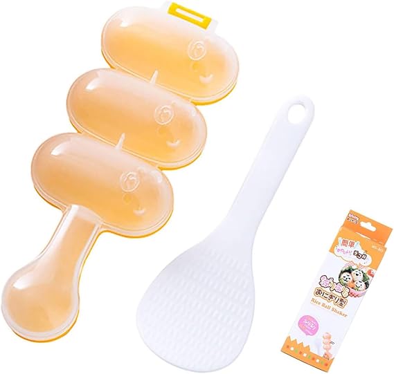 Rice Ball Mold with Mini Rice Scoop, Cute Sushi Plate, DIY Sticky Rice Molds Large Ball Mold Kitchen Tool Rice Ball Maker Shake, Rice Roll Shaker Ball Maker for Kids Sushi Plates Set Make Sushi
