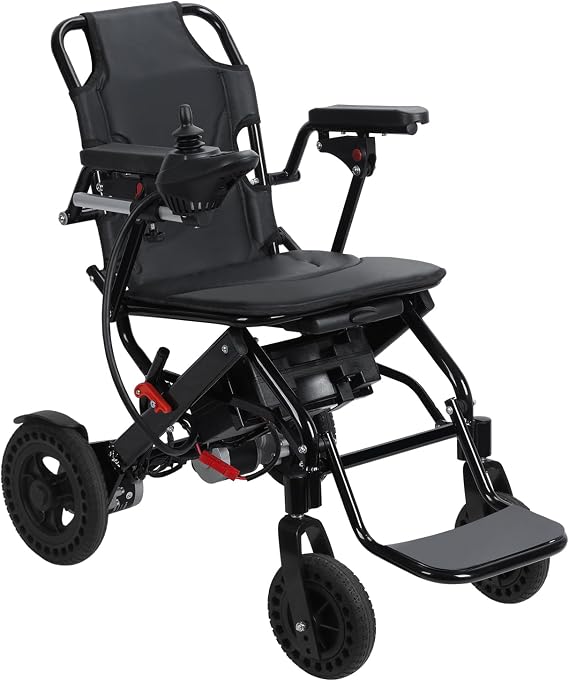 Adults Electric Wheelchair,with Large Footrest & Lightweight Foldable Motorized Wheelchair, 12-Mile Range 500W Motor Portable Elderly Wheelchair