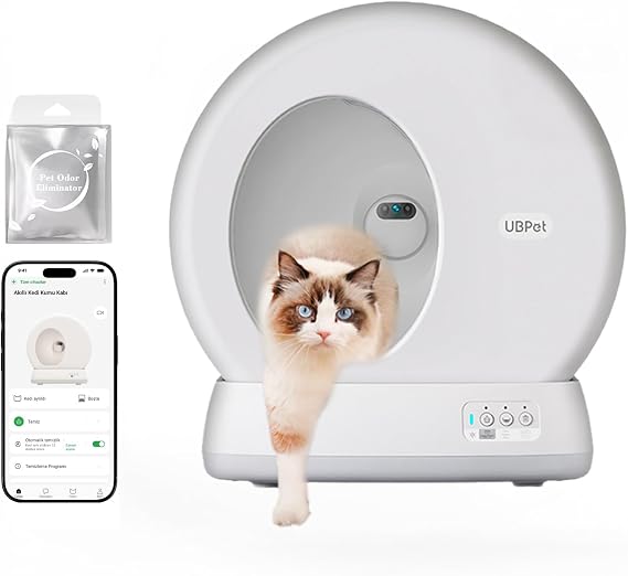 Smart Cat Toilet with UBPet C10 Pro Camera – With Integrated HD Camera, Automatic Cleaning, Mobile Application Control, Smart Sensors, Quiet Operation, Large Internal Volume, Fragrance Gift