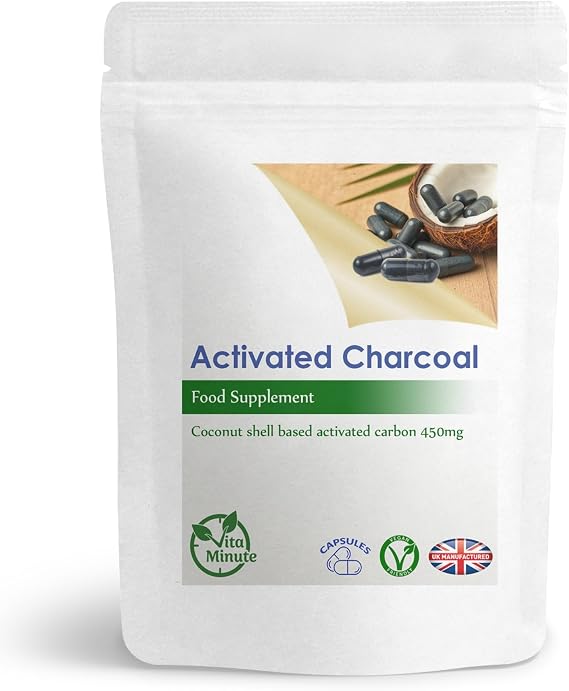Activated Charcoal 450mg - 100 Capsules | Natural Coconut Shells | Vegan | Helps Detox & Reduce Flatulence