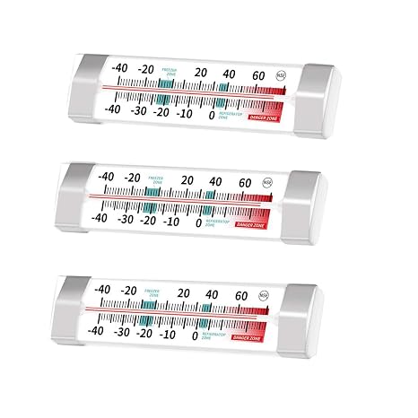 Refrigerator and Freezer Thermometer - NeilBee 3 Pack Fridge Thermometer with Stainless Steel Clip, Waterproof Analog, Large Dial, Accurate, Easy to Read for Kitchen, Restaurant, Cooler, Lab