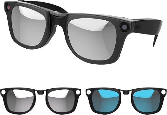 HiBloks 2Pcs Polarized Clip-on Compatible with Ray-Ban Meta Wayfarer & Gen 2 (RW4008/RW4012 Large 53-22), Color Changing Clip Set for Rayban Meta Gen 2 Smart Glasses Discoloration Clip (Gray+Blue)