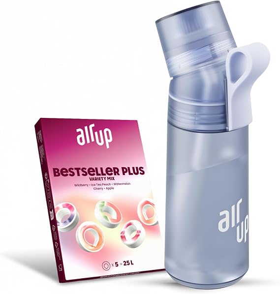AIR UP water bottle Twist Pro Blueberry 600ml Starter Set, 5 Scent Pods