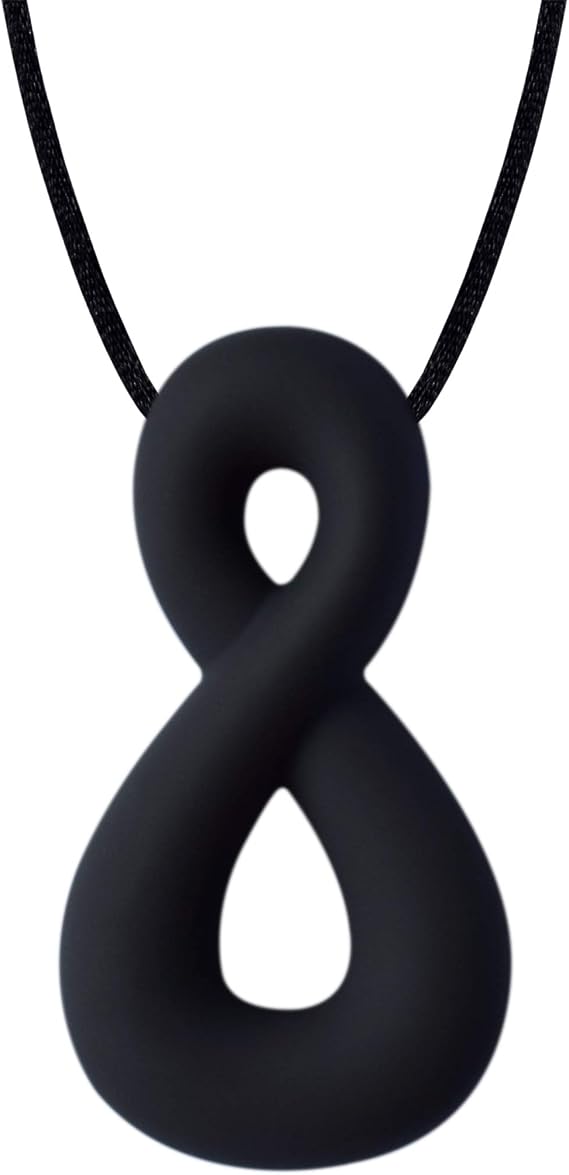 Infinity Sensory Chew Necklace for Adults and Teenagers (Charcoal)